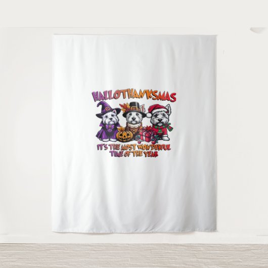 Scottish Terrier Halloween Erntedank Weihnachten Wandteppich (Vorderseite)
