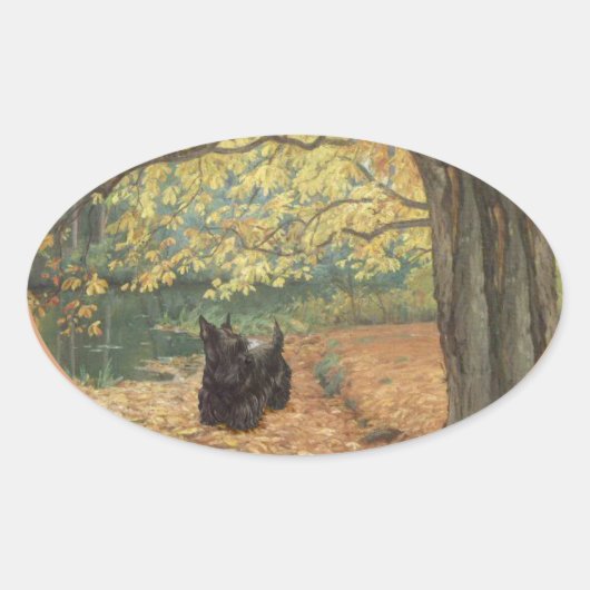 Scottish Terrier Halloween Ovaler Aufkleber (Vorderseite)