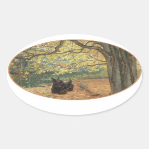 Scottish Terrier Halloween Ovaler Aufkleber