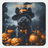 Scottish Terrier Halloween Quadratischer Aufkleber (Vorderseite)