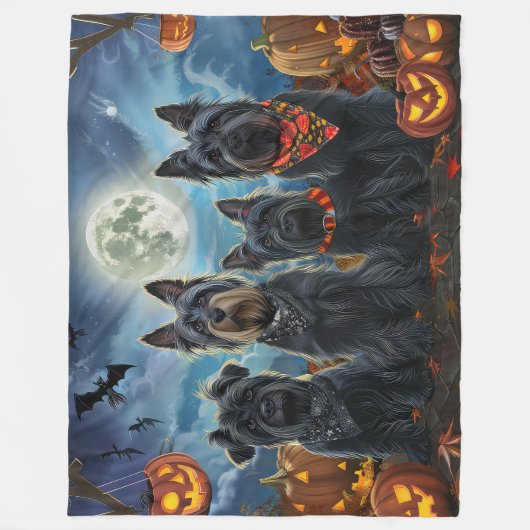 Scottish Terrier Halloween Spooky Fleecedecke (Vorderseite)