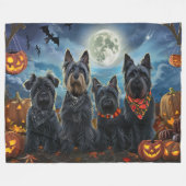 Scottish Terrier Halloween Spooky Fleecedecke (Vorderseite (Horizontal))