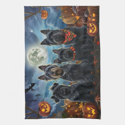 Scottish Terrier Halloween Spooky Geschirrtuch (Vertikal)