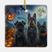 Scottish Terrier Halloween Spooky Keramikornament (Vorderseite)
