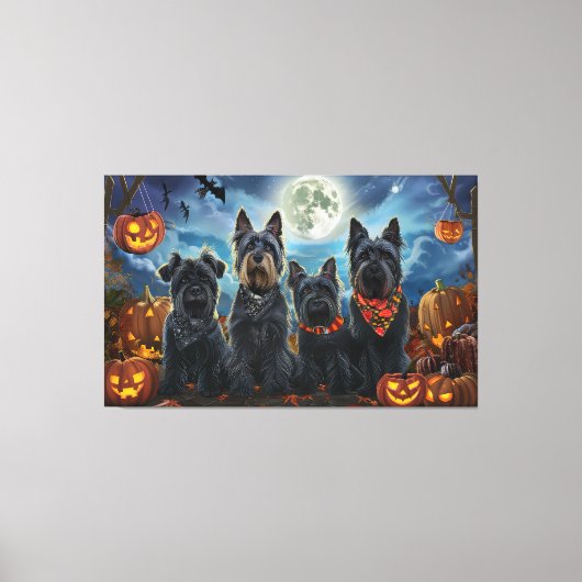 Scottish Terrier Halloween Spooky Leinwanddruck (Vorderseite)