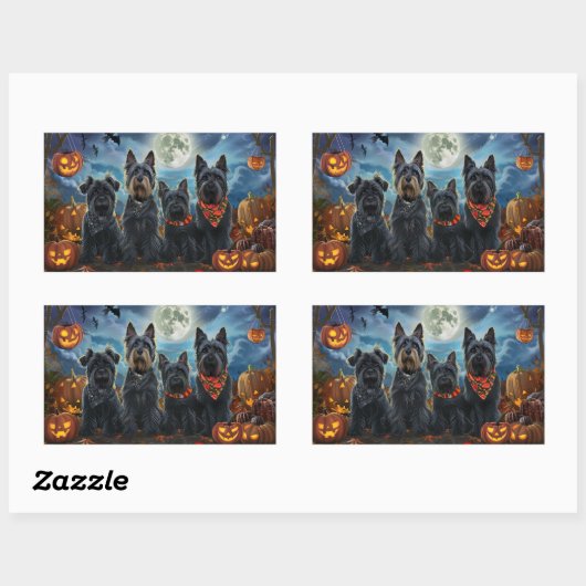 Scottish Terrier Halloween Spooky Rechteckiger Aufkleber (Blatt)