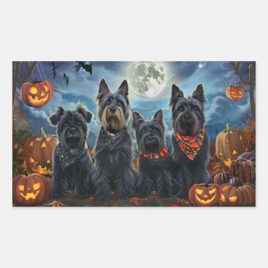 Scottish Terrier Halloween Spooky Rechteckiger Aufkleber (Vorderseite)