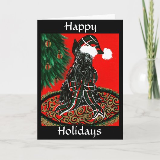 Scottish Terrier, Happy Holidays Card Feiertagskarte (Vorderseite)