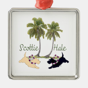 Scottish Terrier Hawaiian Design Silbernes Ornament