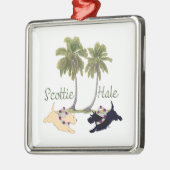 Scottish Terrier Hawaiian Design Silbernes Ornament (Links)