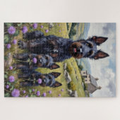 Scottish Terrier Highland Distel Kunst Puzzle (Horizontal)