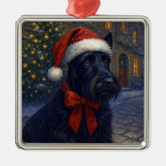Scottish Terrier Holiday Card Ornament Aus Metall (Vorne)