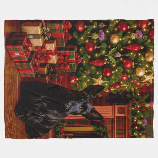 Scottish Terrier Holiday Fleecedecke (Vorderseite (Horizontal))