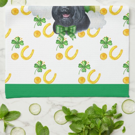 Scottish Terrier Holiday Wohngestaltung St Patrick Geschirrtuch (Gefaltet)