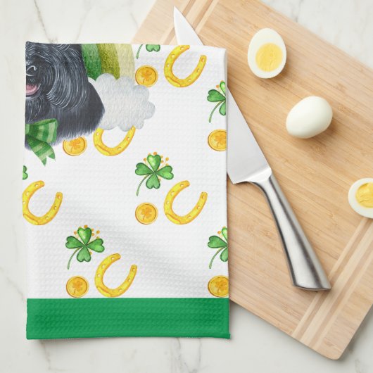 Scottish Terrier Holiday Wohngestaltung St Patrick Geschirrtuch (Viertel Falte)