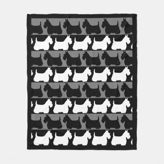 Scottish Terrier Hund schwarz/grau/weiß, Streifen  Fleecedecke (Vorderseite)