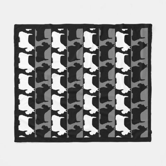 Scottish Terrier Hund schwarz/grau/weiß, Streifen Fleecedecke (Vorderseite (Horizontal))