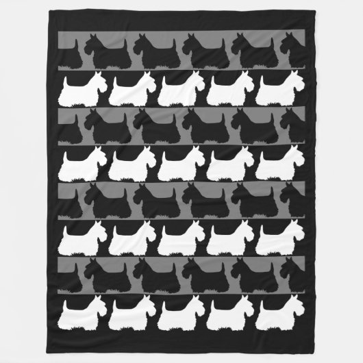 Scottish Terrier Hund schwarz/grau/weiß, Streifen Fleecedecke (Vorderseite)
