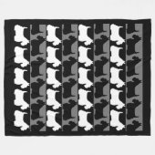 Scottish Terrier Hund schwarz/grau/weiß, Streifen Fleecedecke (Vorderseite (Horizontal))