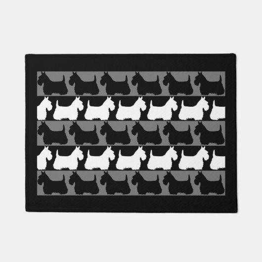 Scottish Terrier Hund schwarz/grau/weiß, Streifen Fußmatte (Vorderseite)