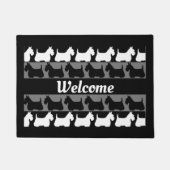 Scottish Terrier Hund schwarz/grau/weiß, Streifen  Fußmatte (Vorderseite)
