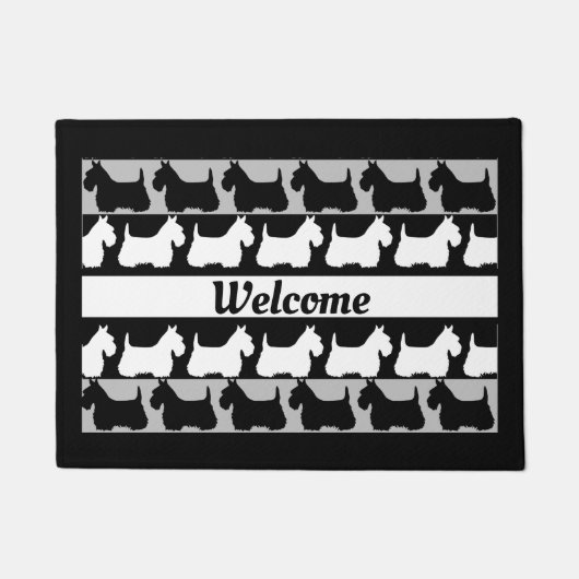 Scottish Terrier Hund schwarz/grau/weiß, Streifen Fußmatte (Vorderseite)
