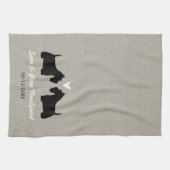 Scottish Terrier Hund Silhouetten mit Heart Custom Handtuch (Horizontal)