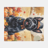 Scottish Terrier im Herbst hinterlässt Erntedank A Fleecedecke (Vorderseite (Horizontal))