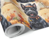 Scottish Terrier im Herbst hinterlässt Erntedank A Geschenkpapier (Rolleneckpunkt)