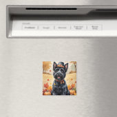 Scottish Terrier im Herbst hinterlässt Erntedank A Magnet (In Situ (Geschirrspüler))