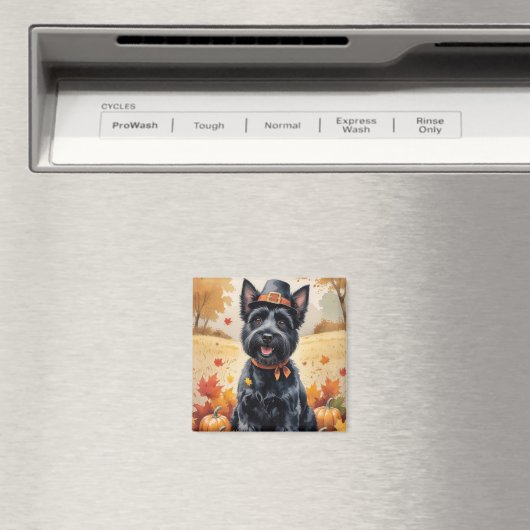 Scottish Terrier im Herbst hinterlässt Erntedank A Magnet (In Situ (Geschirrspüler))
