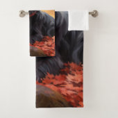 Scottish Terrier im Herbst Leaves Fall Inspiriert Badhandtuch Set (Insitu)