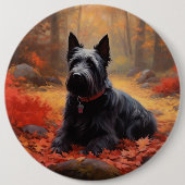Scottish Terrier im Herbst Leaves Fall Inspiriert Button (Vorderseite)