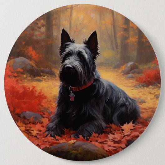 Scottish Terrier im Herbst Leaves Fall Inspiriert Button (Vorderseite)
