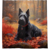 Scottish Terrier im Herbst Leaves Fall Inspiriert Duschvorhang (Vorderseite)