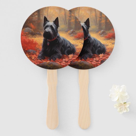 Scottish Terrier im Herbst Leaves Fall Inspiriert Fächer (Vorne und Hinten)