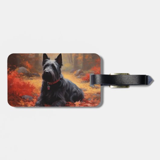 Scottish Terrier im Herbst Leaves Fall Inspiriert Gepäckanhänger (Rückseite horizontal)