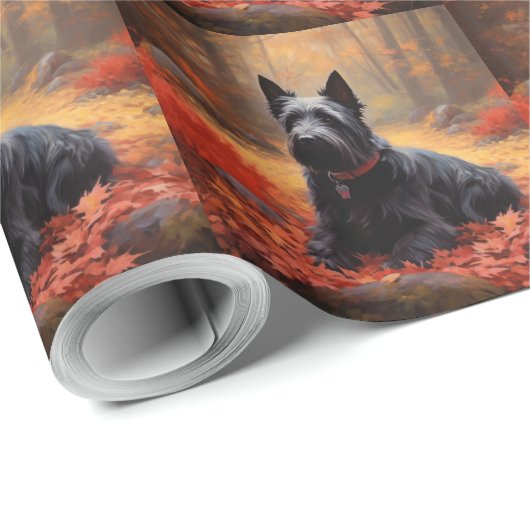 Scottish Terrier im Herbst Leaves Fall Inspiriert Geschenkpapier (Rolleneckpunkt)