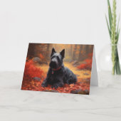 Scottish Terrier im Herbst Leaves Fall Inspiriert Karte (Vorderseite)