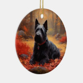 Scottish Terrier im Herbst Leaves Fall Inspiriert Keramik Ornament (Rechts)