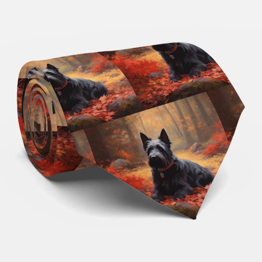 Scottish Terrier im Herbst Leaves Fall Inspiriert Krawatte (Gerollt)
