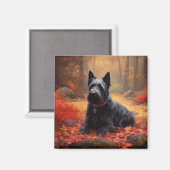 Scottish Terrier im Herbst Leaves Fall Inspiriert Magnet (Vorderseite/Rückseite)