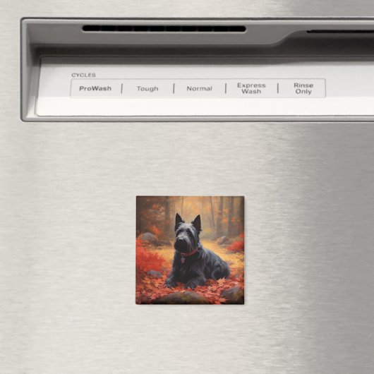 Scottish Terrier im Herbst Leaves Fall Inspiriert Magnet (In Situ (Geschirrspüler))