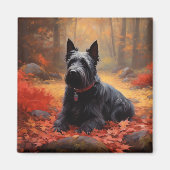 Scottish Terrier im Herbst Leaves Fall Inspiriert Magnet (Vorne)