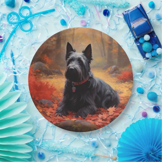Scottish Terrier im Herbst Leaves Fall Inspiriert Pappteller (Party)