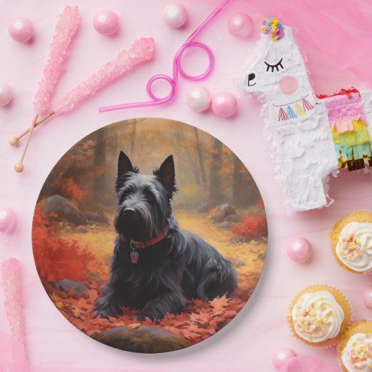Scottish Terrier im Herbst Leaves Fall Inspiriert Pappteller (Party)