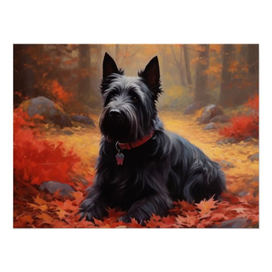 Scottish Terrier im Herbst Leaves Fall Inspiriert Poster (Vorderseite)