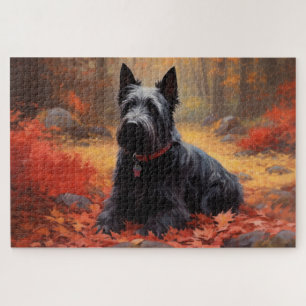 Scottish Terrier im Herbst Leaves Fall Inspiriert Puzzle