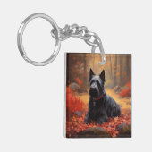 Scottish Terrier im Herbst Leaves Fall Inspiriert Schlüsselanhänger (Vorderseite links)