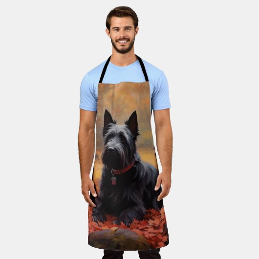 Scottish Terrier im Herbst Leaves Fall Inspiriert Schürze (Getragen)